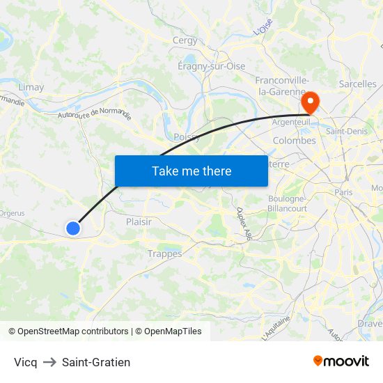 Vicq to Saint-Gratien map
