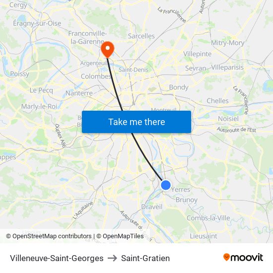 Villeneuve-Saint-Georges to Saint-Gratien map