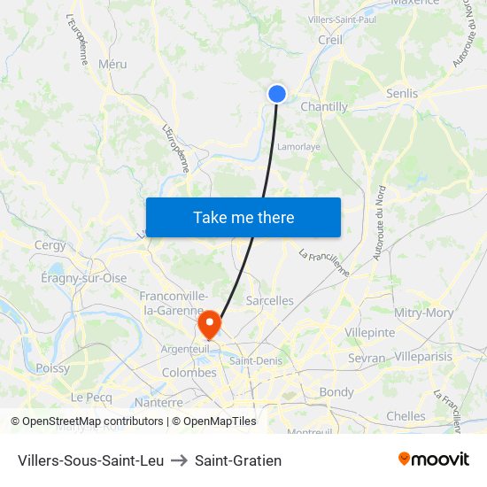 Villers-Sous-Saint-Leu to Saint-Gratien map