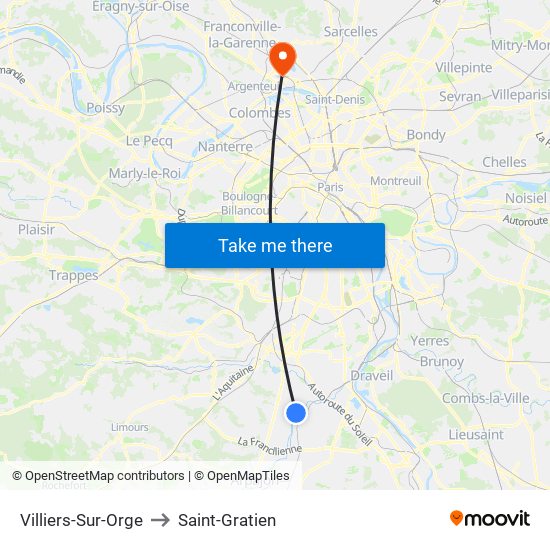 Villiers-Sur-Orge to Saint-Gratien map