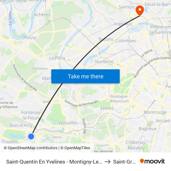 Saint-Quentin En Yvelines - Montigny-Le-Bretonneux to Saint-Gratien map