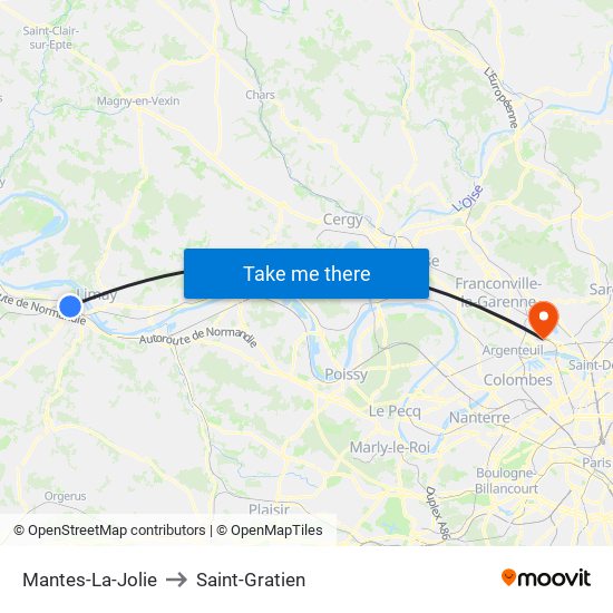 Mantes-La-Jolie to Saint-Gratien map