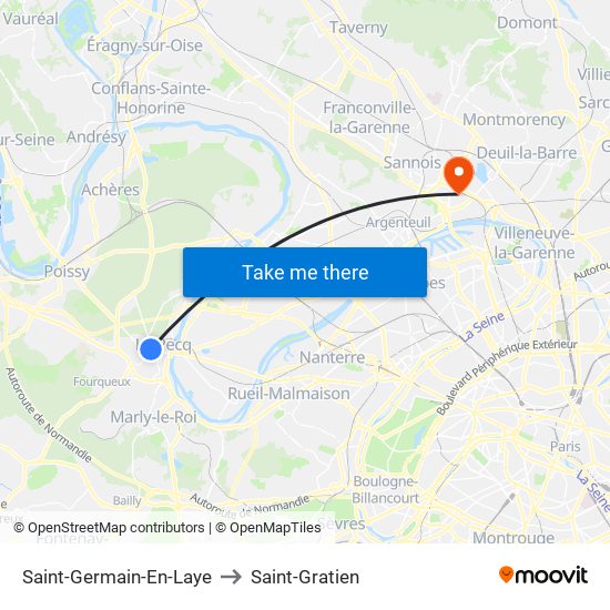 Saint-Germain-En-Laye to Saint-Gratien map