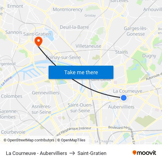 La Courneuve - Aubervilliers to Saint-Gratien map