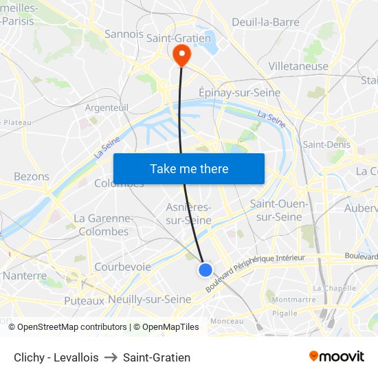 Clichy - Levallois to Saint-Gratien map