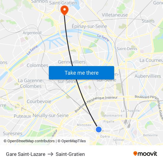 Gare Saint-Lazare to Saint-Gratien map