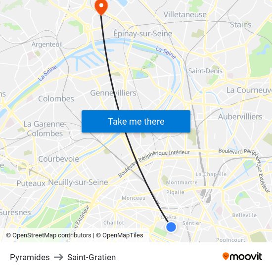 Pyramides to Saint-Gratien map
