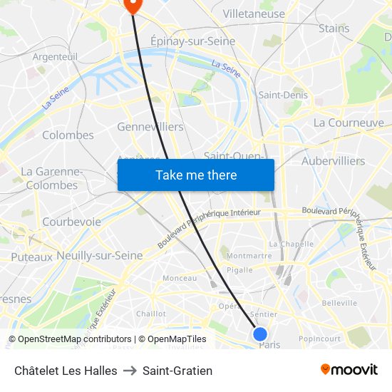 Châtelet Les Halles to Saint-Gratien map