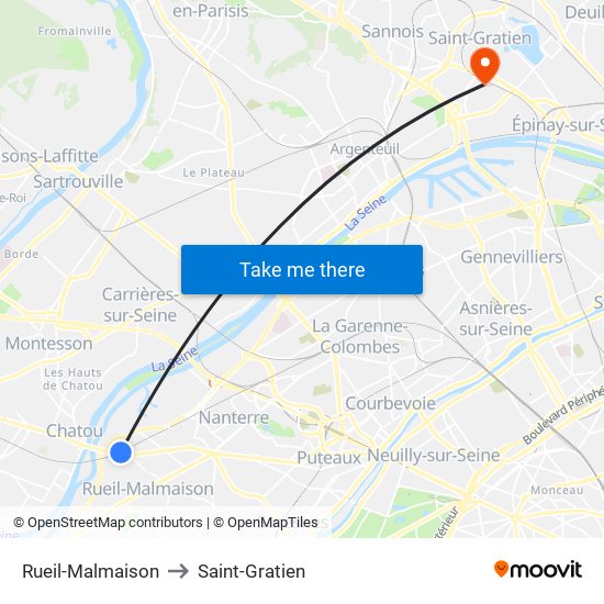 Rueil-Malmaison to Saint-Gratien map