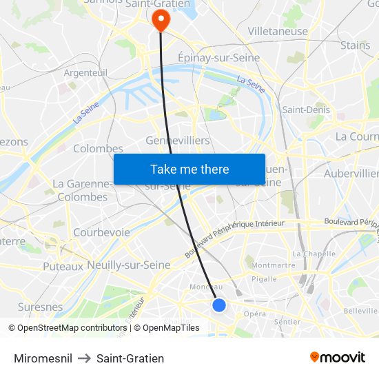 Miromesnil to Saint-Gratien map