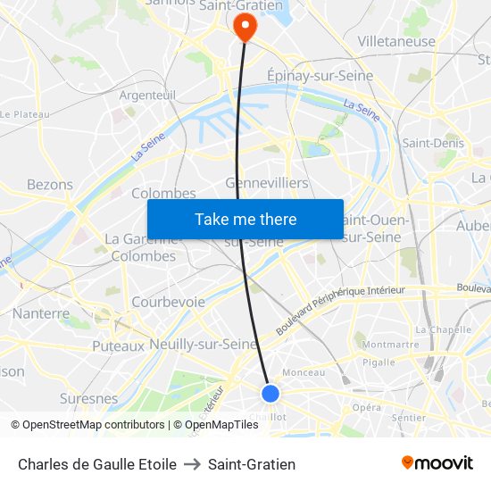 Charles de Gaulle Etoile to Saint-Gratien map