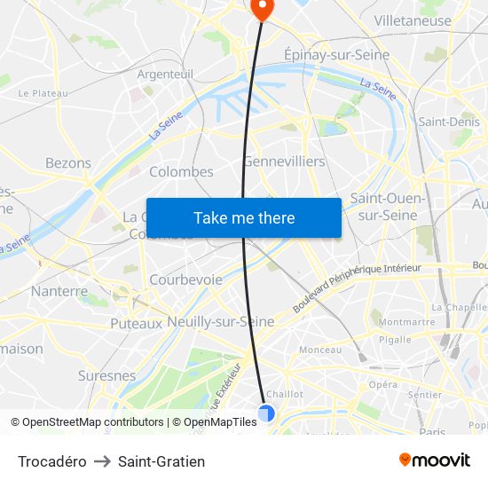 Trocadéro to Saint-Gratien map