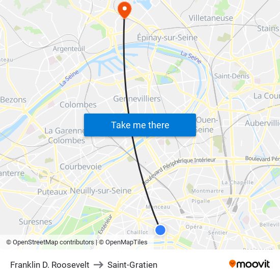 Franklin D. Roosevelt to Saint-Gratien map