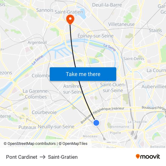 Pont Cardinet to Saint-Gratien map