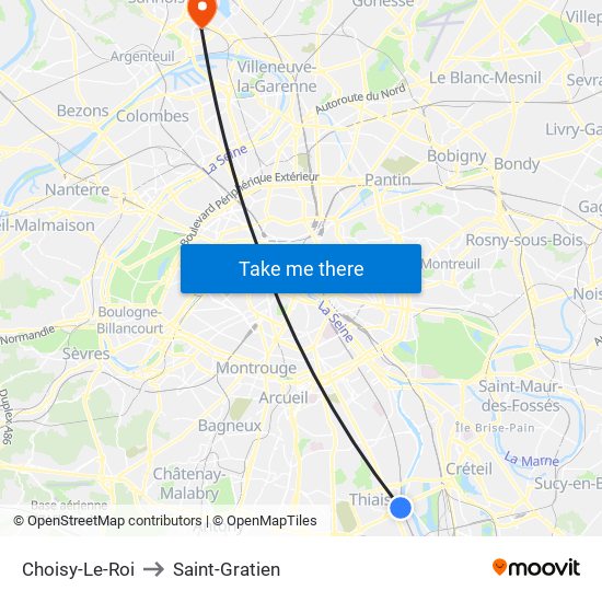 Choisy-Le-Roi to Saint-Gratien map