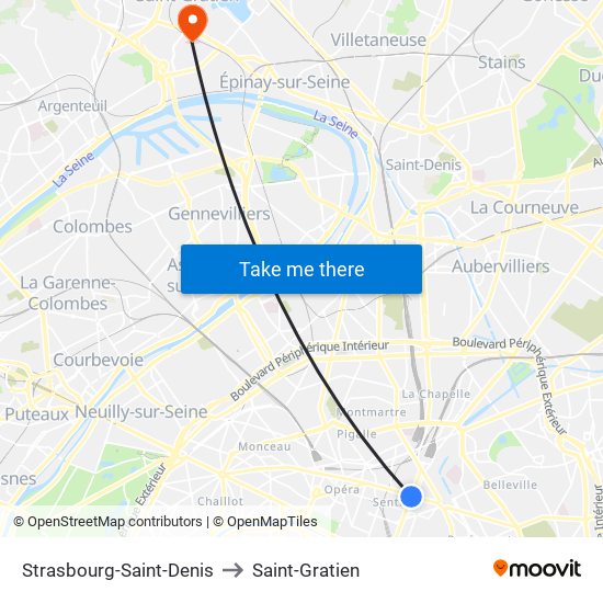 Strasbourg-Saint-Denis to Saint-Gratien map