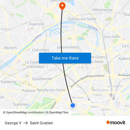 George V to Saint-Gratien map