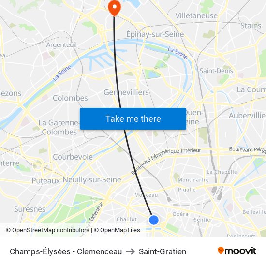 Champs-Élysées - Clemenceau to Saint-Gratien map