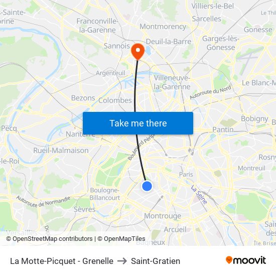 La Motte-Picquet - Grenelle to Saint-Gratien map