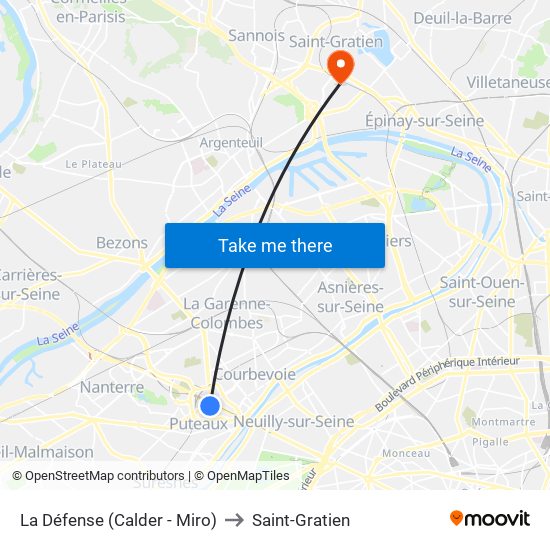 La Défense (Calder - Miro) to Saint-Gratien map