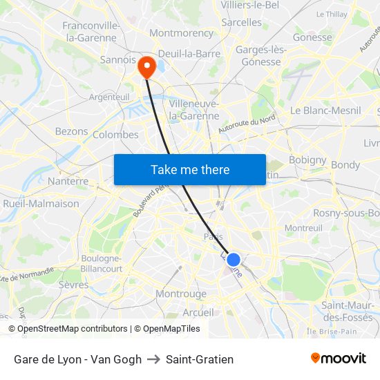 Gare de Lyon - Van Gogh to Saint-Gratien map