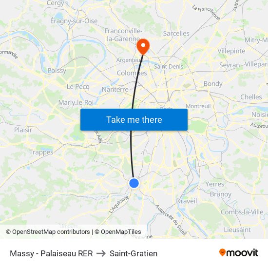 Massy - Palaiseau RER to Saint-Gratien map