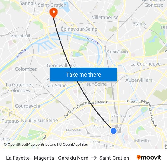 La Fayette - Magenta - Gare du Nord to Saint-Gratien map