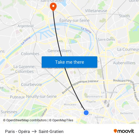 Paris - Opéra to Saint-Gratien map