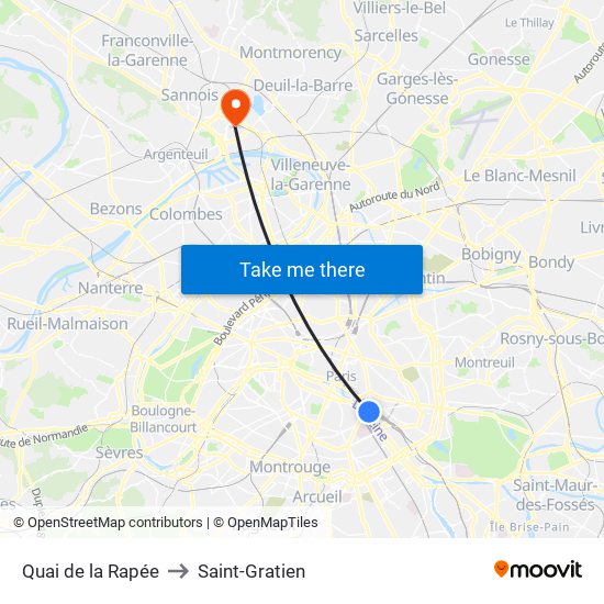 Quai de la Rapée to Saint-Gratien map