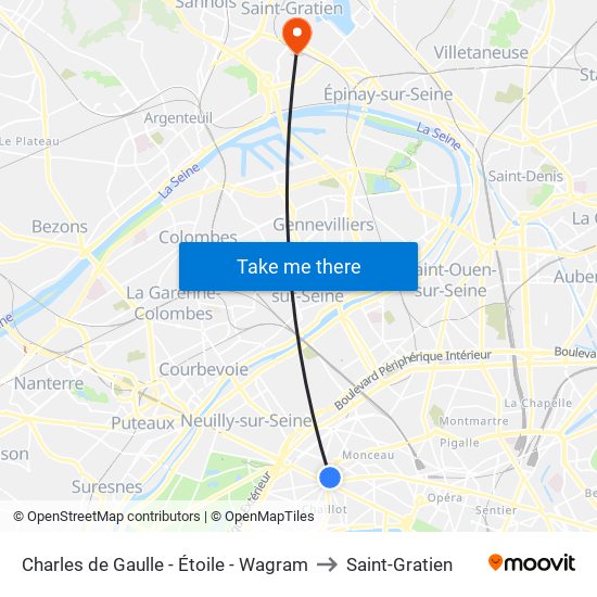 Charles de Gaulle - Étoile - Wagram to Saint-Gratien map