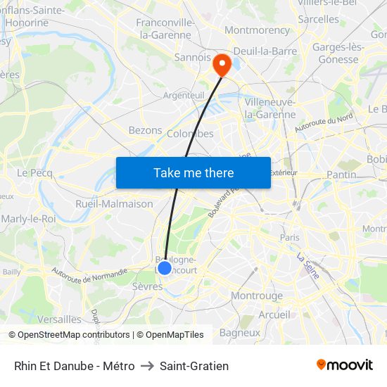 Rhin Et Danube - Métro to Saint-Gratien map