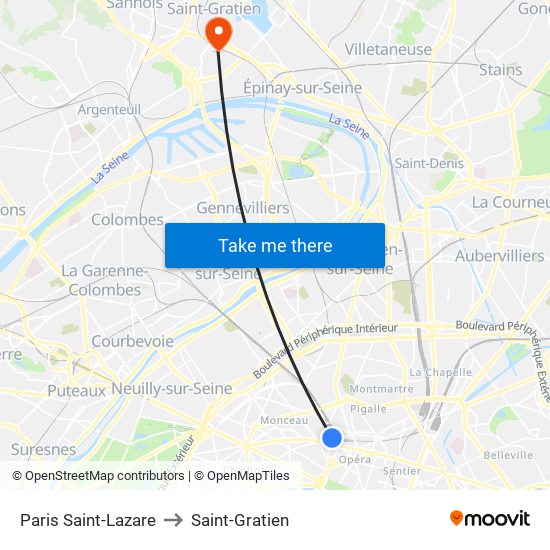 Paris Saint-Lazare to Saint-Gratien map