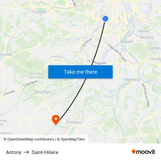 Antony to Saint-Hilaire map