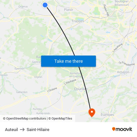 Auteuil to Saint-Hilaire map