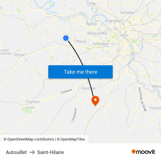 Autouillet to Saint-Hilaire map