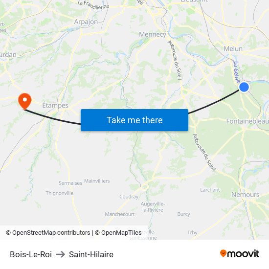 Bois-Le-Roi to Saint-Hilaire map
