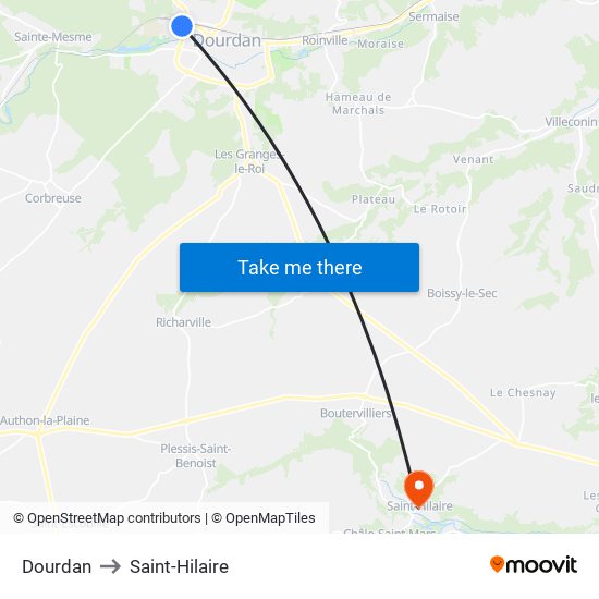 Dourdan to Saint-Hilaire map