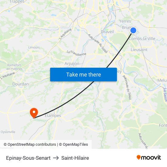 Epinay-Sous-Senart to Saint-Hilaire map
