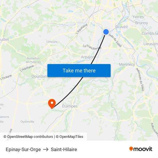 Epinay-Sur-Orge to Saint-Hilaire map