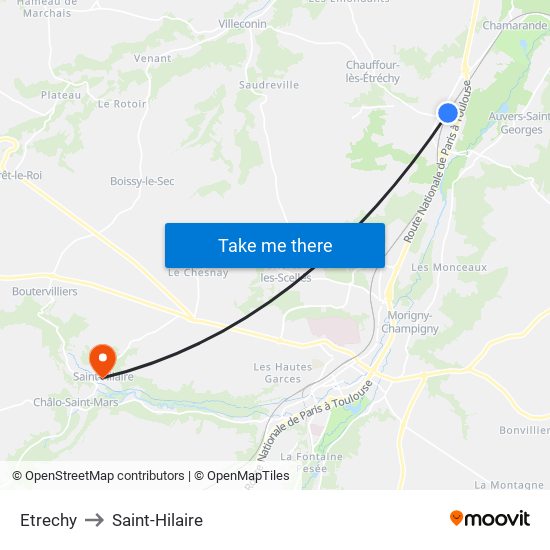 Etrechy to Saint-Hilaire map