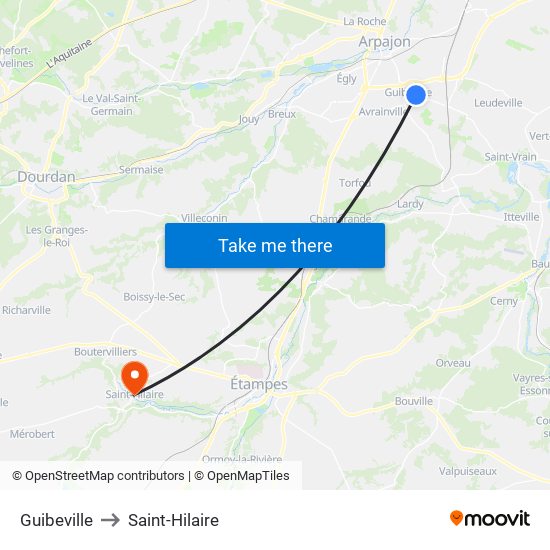 Guibeville to Saint-Hilaire map