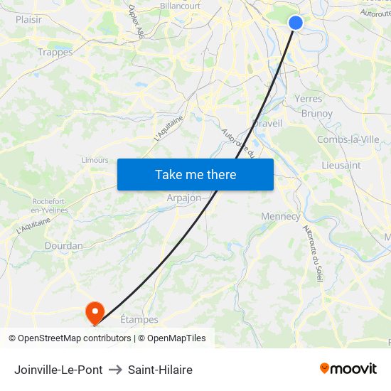Joinville-Le-Pont to Saint-Hilaire map