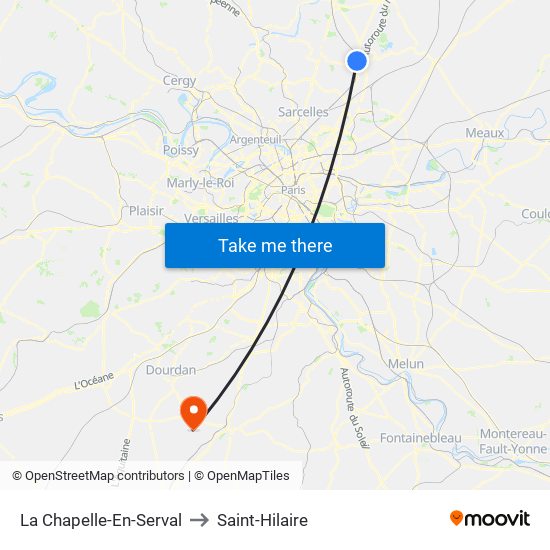 La Chapelle-En-Serval to Saint-Hilaire map