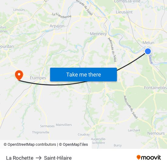 La Rochette to Saint-Hilaire map