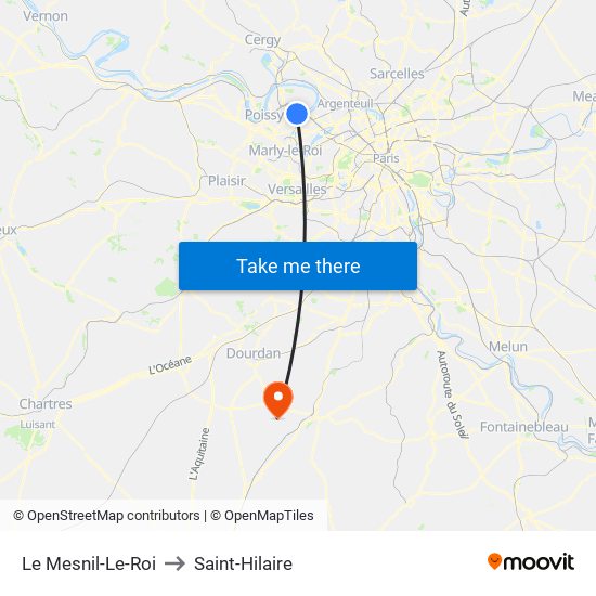 Le Mesnil-Le-Roi to Saint-Hilaire map