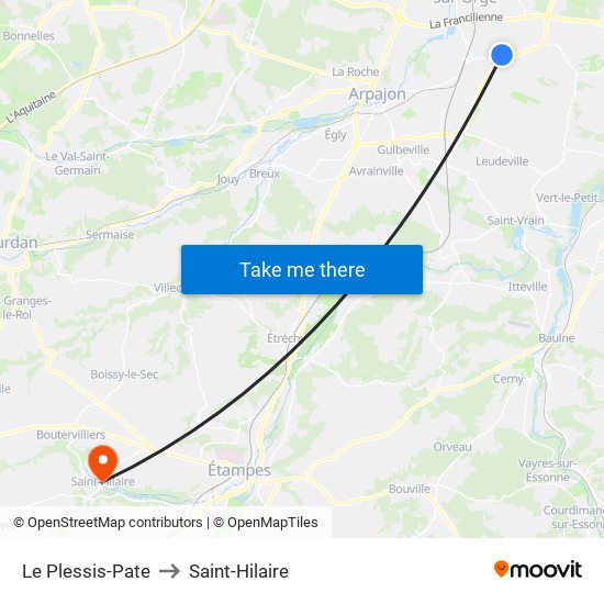 Le Plessis-Pate to Saint-Hilaire map