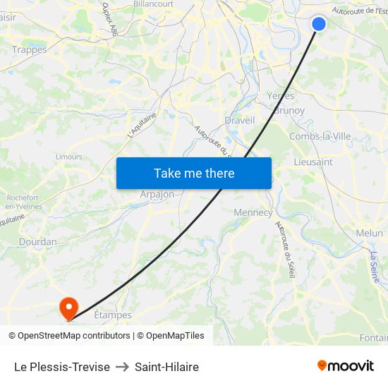 Le Plessis-Trevise to Saint-Hilaire map