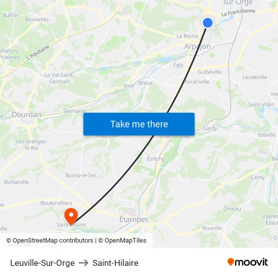 Leuville-Sur-Orge to Saint-Hilaire map