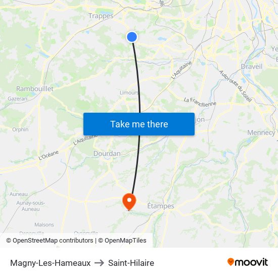 Magny-Les-Hameaux to Saint-Hilaire map