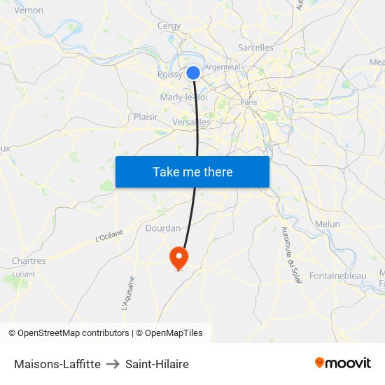 Maisons-Laffitte to Saint-Hilaire map